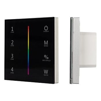 Панель Sens SMART-P30-RGBW Black (230V, 4 зоны, 2.4G) (arlight, IP20 Пластик, 5 лет)